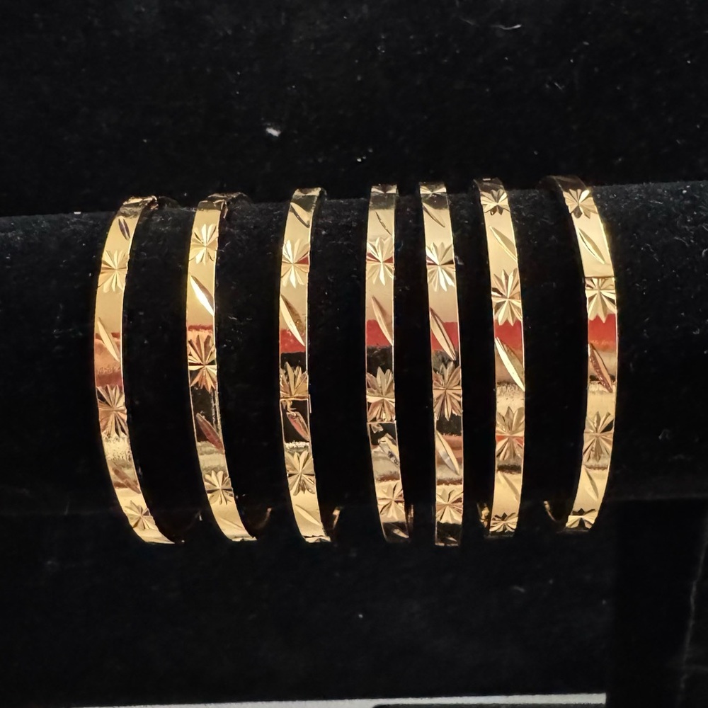 Classic Gold Stackable Bangle Bracelet Set - Picture 7 of 10